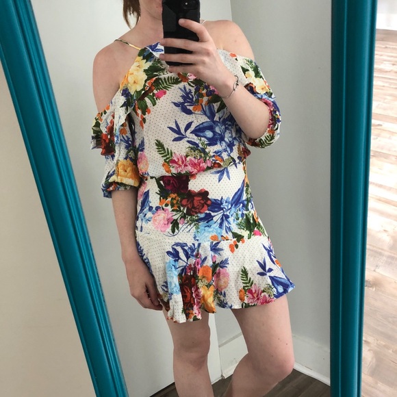 Farm Rio floral printed ruffle mini dress - Picture 3 of 8